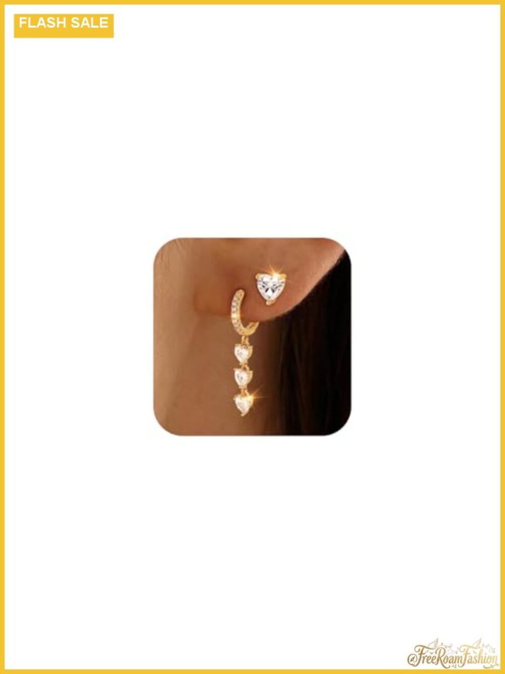 14K Gold Plated Heart Dangle Earrings Hypoallergenic Drop Hoop Gift